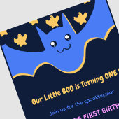 幽霊+フライングコウモリ+リトルブー+ハロウィン+1歳の誕生日 招待状