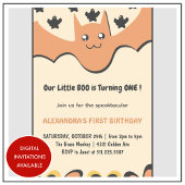 幽霊+フライングコウモリ+リトルブー+ハロウィン+1歳の誕生日 招待状