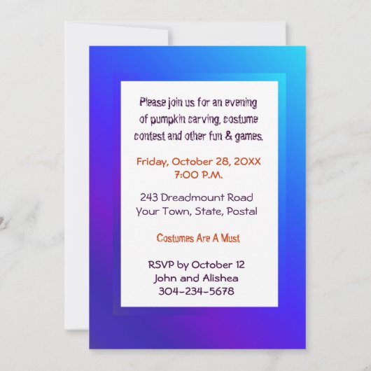 幽霊&フレンズかぼちゃカービングパーティー 招待状 (裏面)