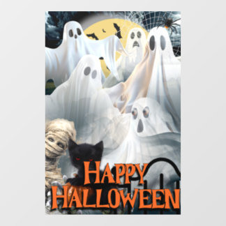 幽霊、ミイラ、ブラックCaとのハッピーハローウィン ウィンドウサイン