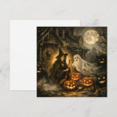 幽霊、モンスター、かぼちゃとハロウィンの魔女 シーズンカード (正面/裏面)