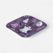 幽霊、幽霊のよく出る住宅、フルムーンとこうもり ペーパープレート (傾斜あり)