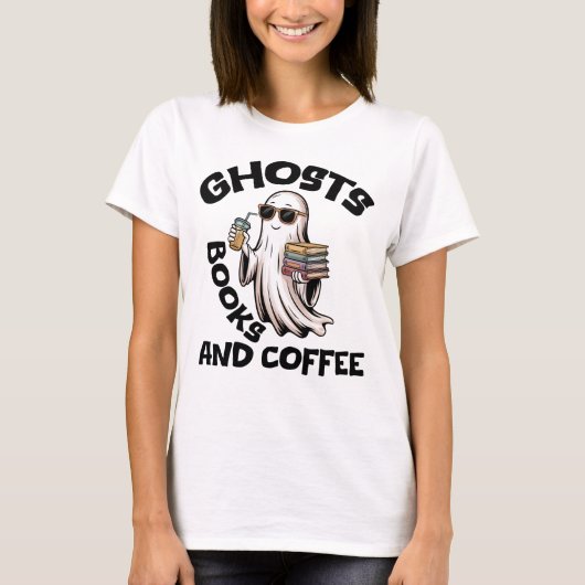 幽霊 本 コーヒー Tシャツ (正面)
