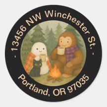 幽霊、猫とサスカッチ-差出人住所ラベル