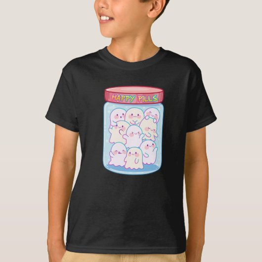 幽霊Happy Pillsシール Tシャツ (正面)