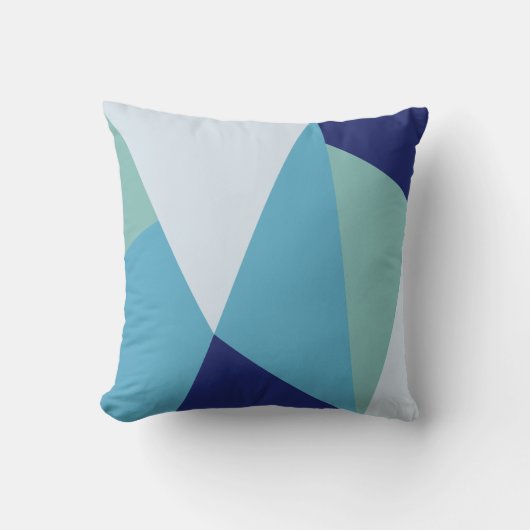幾エレガント何学的ネイビーブルーとシーグリーンのパステル クッション (正面)