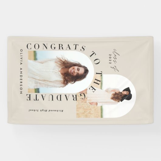 幾モダン数々の幾何フォトアーチの卒業 横断幕 (横)