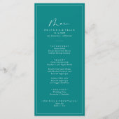 幾何の牧歌的スタイリッシュ書道ティール(緑がかった色)ディナー メニュー (正面)