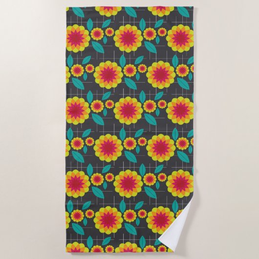 幾何の菊 ビーチタオル (正面)