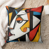 幾何はっきりしたキュービスト抽象デザイン クッション (ブランケット)