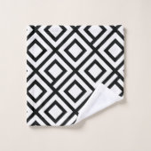 幾何はっきりしたダイヤモンド白黒パターン バスタオルセット (ウォッシュタオル)
