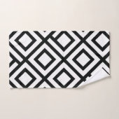 幾何はっきりしたダイヤモンド白黒パターン バスタオルセット (ハンドタオル)