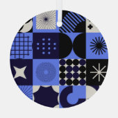 幾何はっきりしたバウハウスレトロフチュリスティックパターン ガラスオーナメント (裏面)