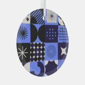 幾何はっきりしたバウハウスレトロフチュリスティックパターン ガラスオーナメント (正面右)