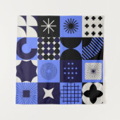 幾何はっきりしたバウハウスレトロフチュリスティックパターン タペストリー (正面(横))