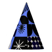 幾何はっきりしたバウハウスレトロフチュリスティックパターン パーティーハット (左)