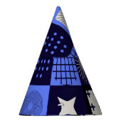幾何はっきりしたバウハウスレトロフチュリスティックパターン パーティーハット (右)