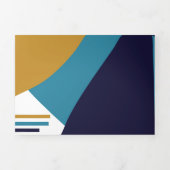 幾何はっきりしたモダンレトロ結婚 三つ折り招待状 (カバー)