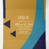 幾何はっきりしたモダンレトロ結婚 三つ折り招待状 (内部中)