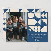 幾何はっきりした形モダンカスタムHanukkah写真 シーズンカード (正面/裏面)