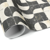 幾何はっきりした抽象芸術パターン – ブラック&クリーム ラッピングペーパー (ロールコーナー)