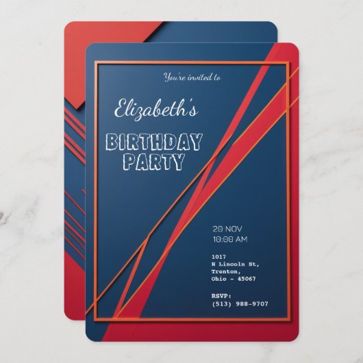幾何はっきりした抽象芸術パーソナライズされた誕生日 招待状 (正面/裏面)