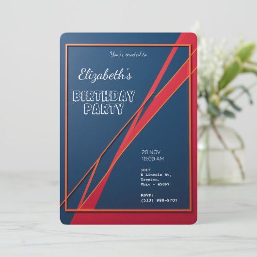 幾何はっきりした抽象芸術招待状カード 招待状 (スタンド正面)