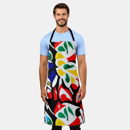 幾何はっきりした水滴数々の – カラーアート エプロン (着用した状態)