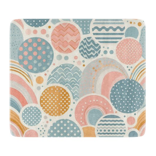 幾何よくはしゃぐドールパターン カッティングボード (正面)