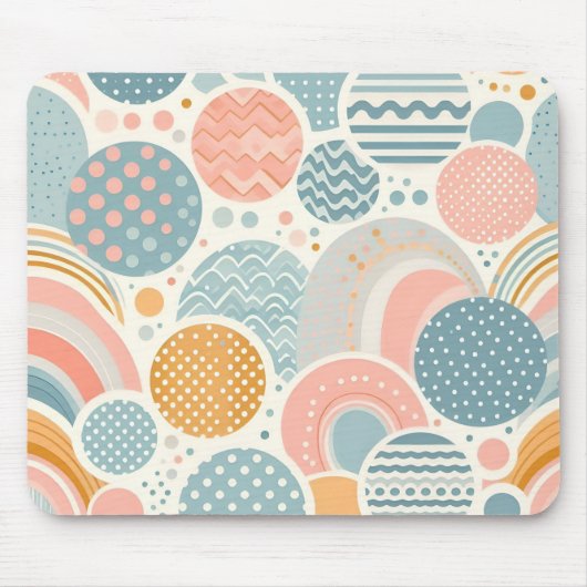幾何よくはしゃぐドールパターン マウスパッド (正面)