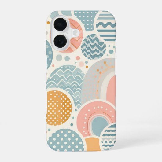 幾何よくはしゃぐドールパターン iPhone 16ケース (裏面)