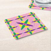 幾何よくはしゃぐ交差パターン スクエアペーパーコースター (アングル)