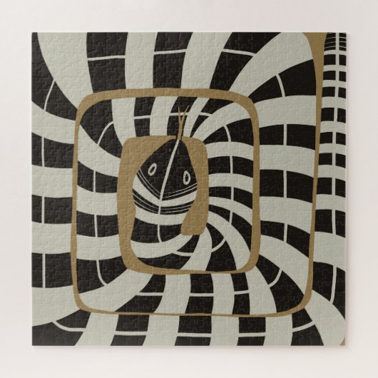 幾何よくはしゃぐ抽象芸術ストライプスネーク |ニュートラル ジグソーパズル (横)