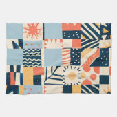 幾何よくはしゃぐ模様 キッチンタオル (横)