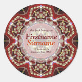 幾何アステカアート蔵書票シール ラウンドシール (正面)