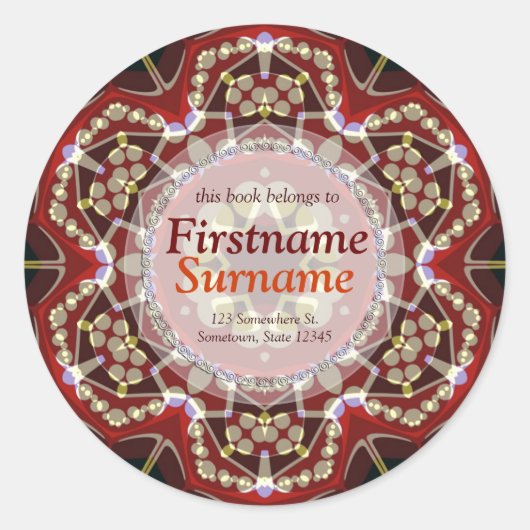 幾何アステカアート蔵書票シール ラウンドシール (正面)