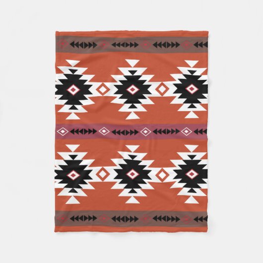 幾何アステカカラフルパターン フリースブランケット (正面)