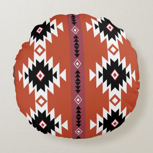 幾何アステカカラフルパターン ラウンドクッション (正面)