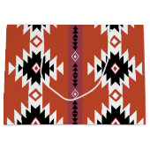 幾何アステカカラフルパターン ラージペーパーバッグ (正面)