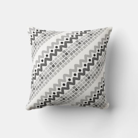 幾何アステカグレー抽象芸術パターン クッション (裏面)