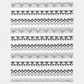 幾何アステカグレー抽象芸術パターン フリースブランケット (正面)