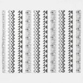 幾何アステカグレー抽象芸術パターン フリースブランケット (正面(横))