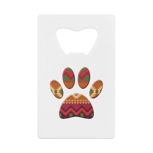 幾何アステカパターンアートドッグポープリント クレジットカード栓抜き (正面)