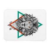 幾何アステカライオンポートレート マグネット (横)