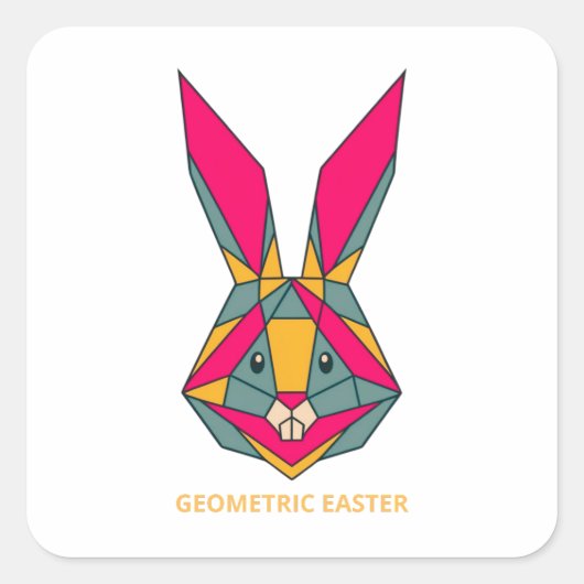 幾何イースターバニー スクエアシール (正面)