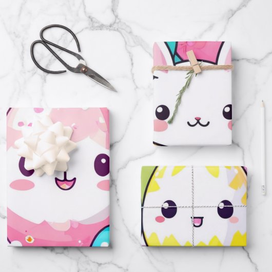 幾何イースター卵抽象芸術ラップ ラッピングペーパーシート (正面)