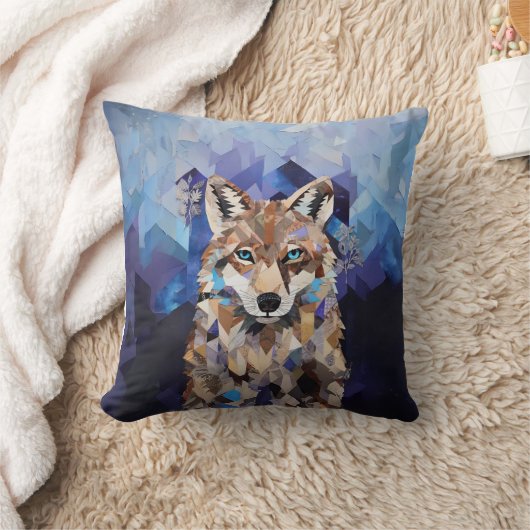 幾何ウルフ山 クッション (ブランケット)