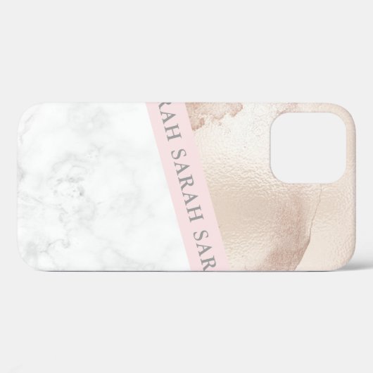 幾何エレガントかわいらしバラ金ゴールドピンク大理石 Case-Mate iPhoneケース (裏面 (横))