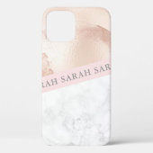 幾何エレガントかわいらしバラ金ゴールドピンク大理石 Case-Mate iPhoneケース (裏面)