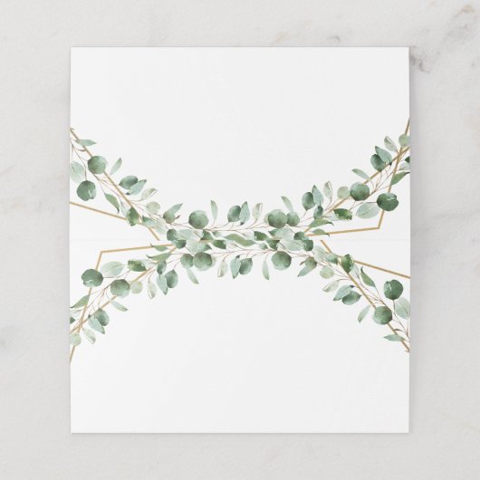 幾何エレガントの緑結婚の折り空白の曲げ プレイスカード (外部開封)